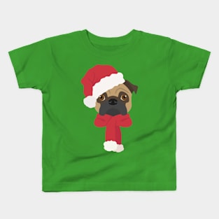 Christmas Pug Dog Face Kids T-Shirt